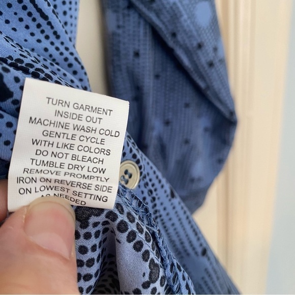 Notations Shirt Polka Dot Button Down w/ Roll Tab Sleeves & Pockets Top Size 1X - Picture 6 of 9